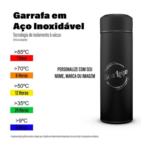 Garrafa Térmica Inox com Termômetro 500ml - Com sua Gravação - Imagem 3