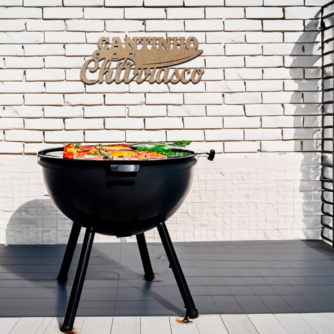 Placa Decorativa em MDF 25x10cm - Cantinho do Churrasco