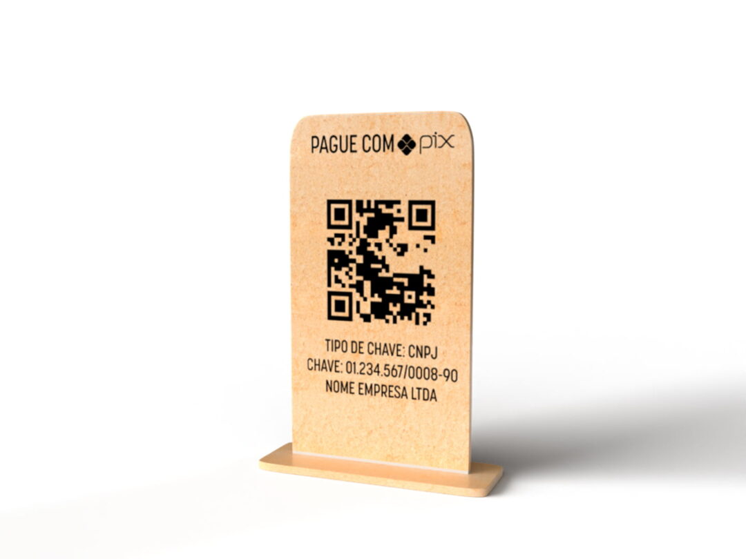 Placa PIX 15x9cm em MDF com QR Code