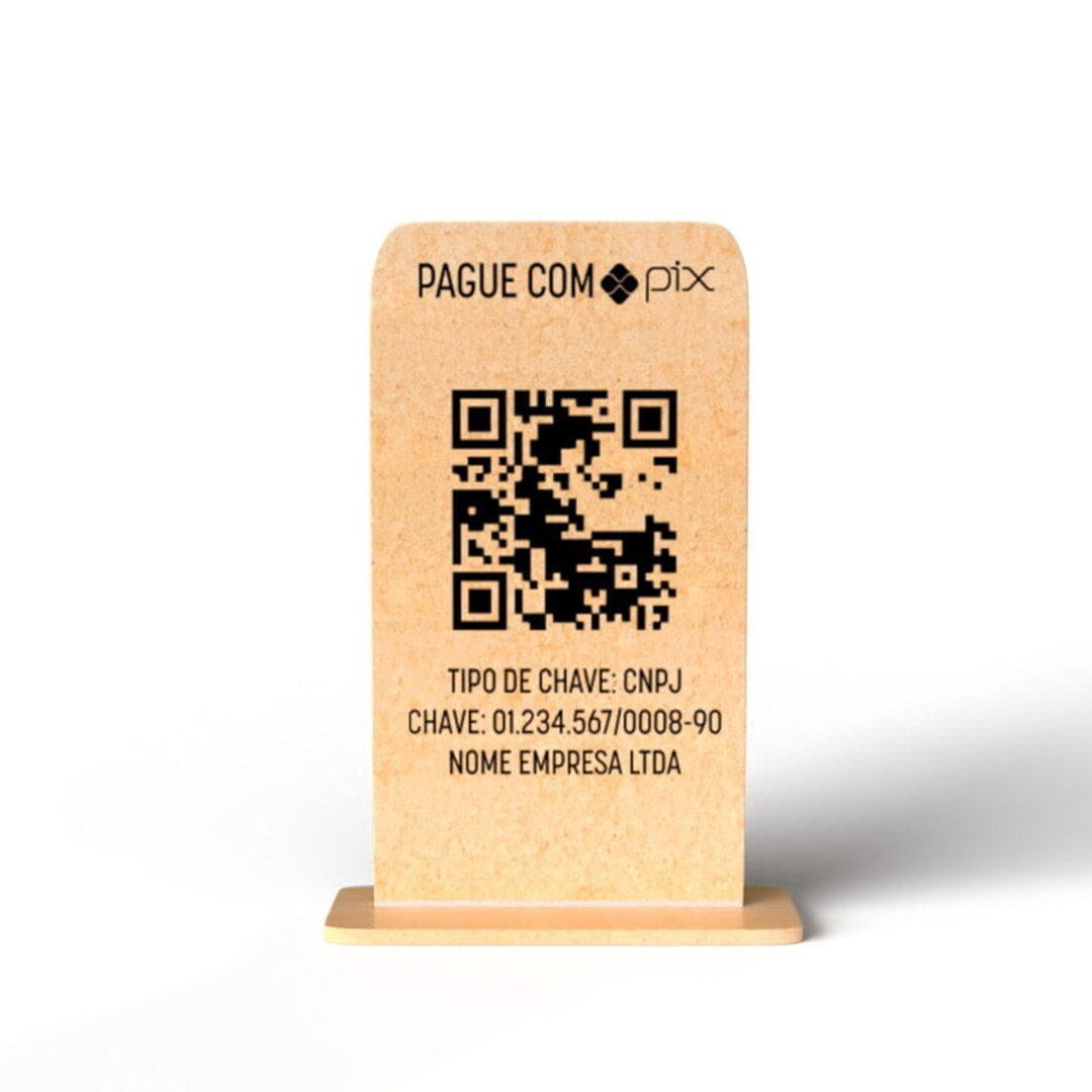 Placa PIX 15x9cm em MDF com QR Code