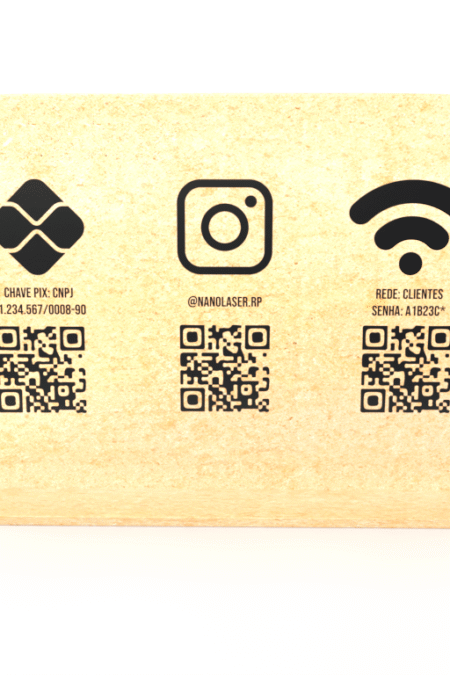 Placa PIX e Redes Sociais 17x10cm em MDF com QR Code