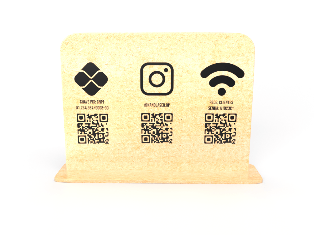 Placa PIX e Redes Sociais 17x10cm em MDF com QR Code