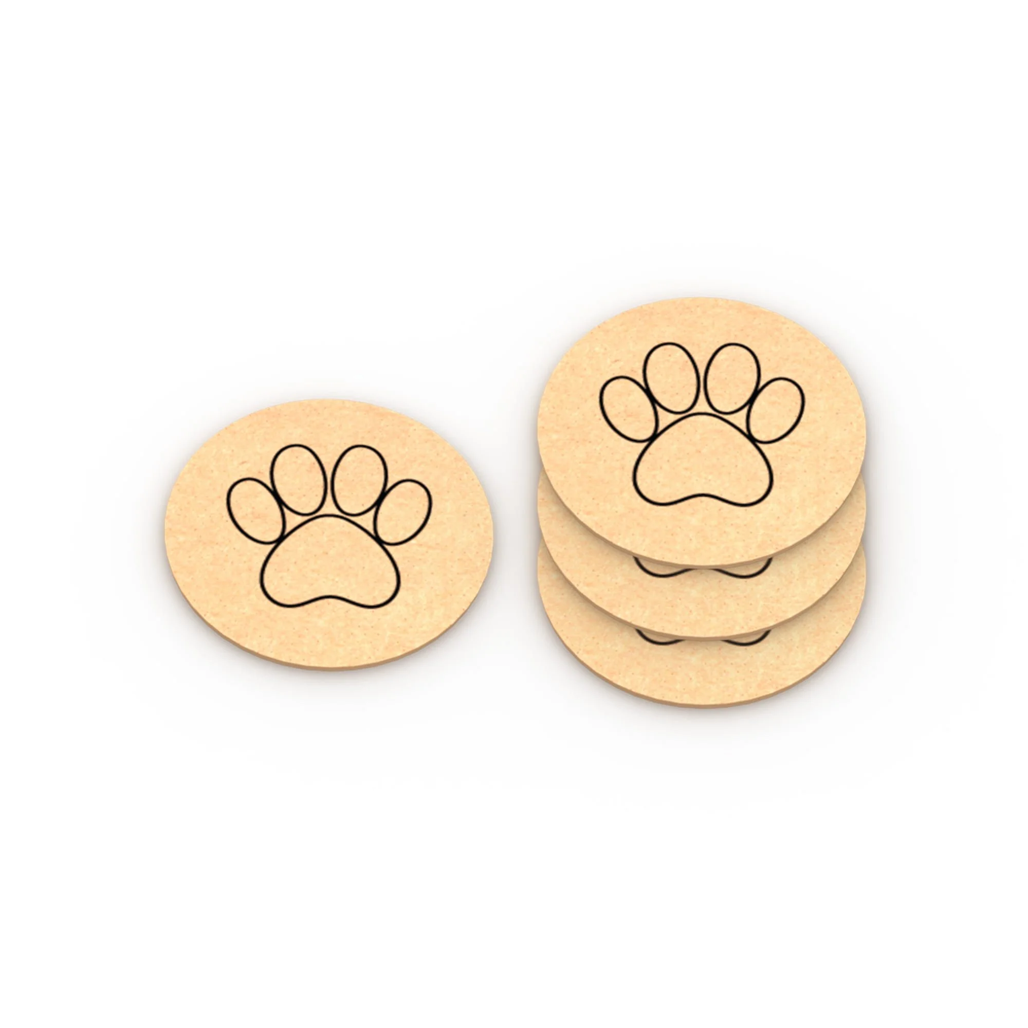 Porta Copo MDF - Páscoa - Pegada do Coelhinho - 4 Peças