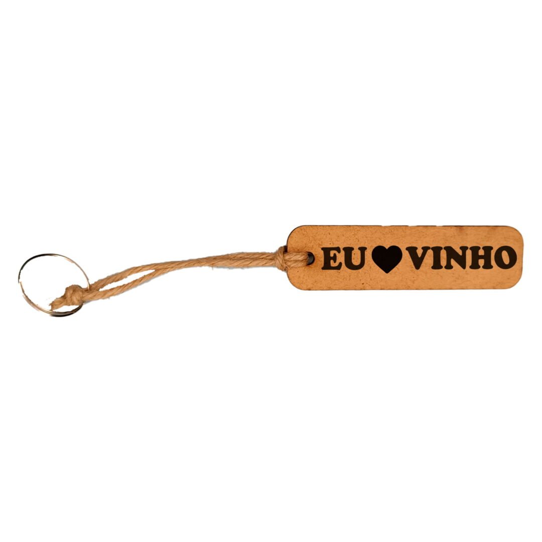 Chaveiro em MDF - Eu Amo Vinho