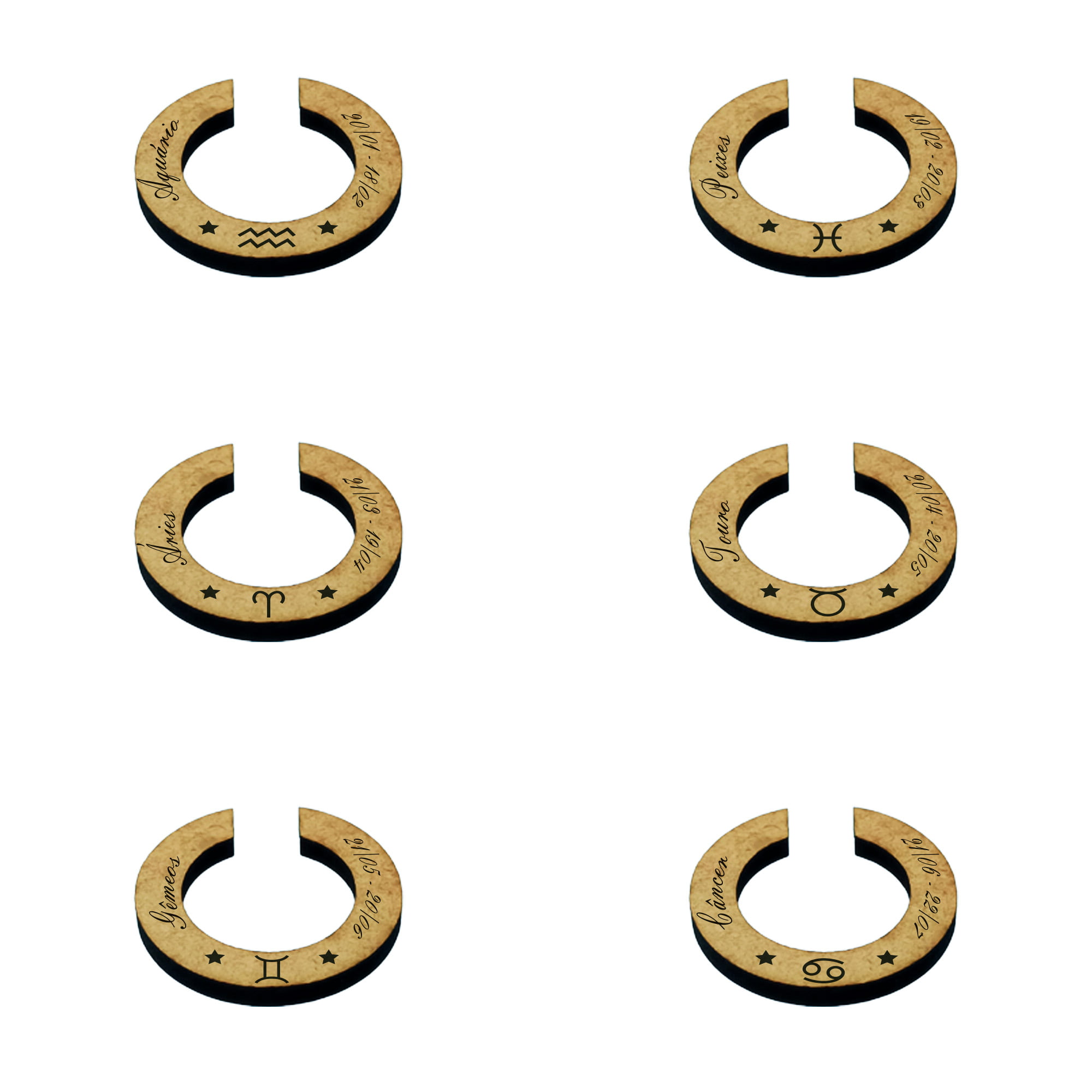 Marcador para Taças em MDF – Signos e Horóscopo – 12 peças