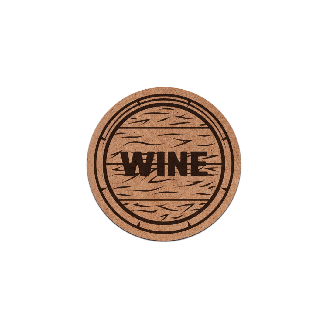 Porta Copo em MDF - Barril Wine - 4 peças