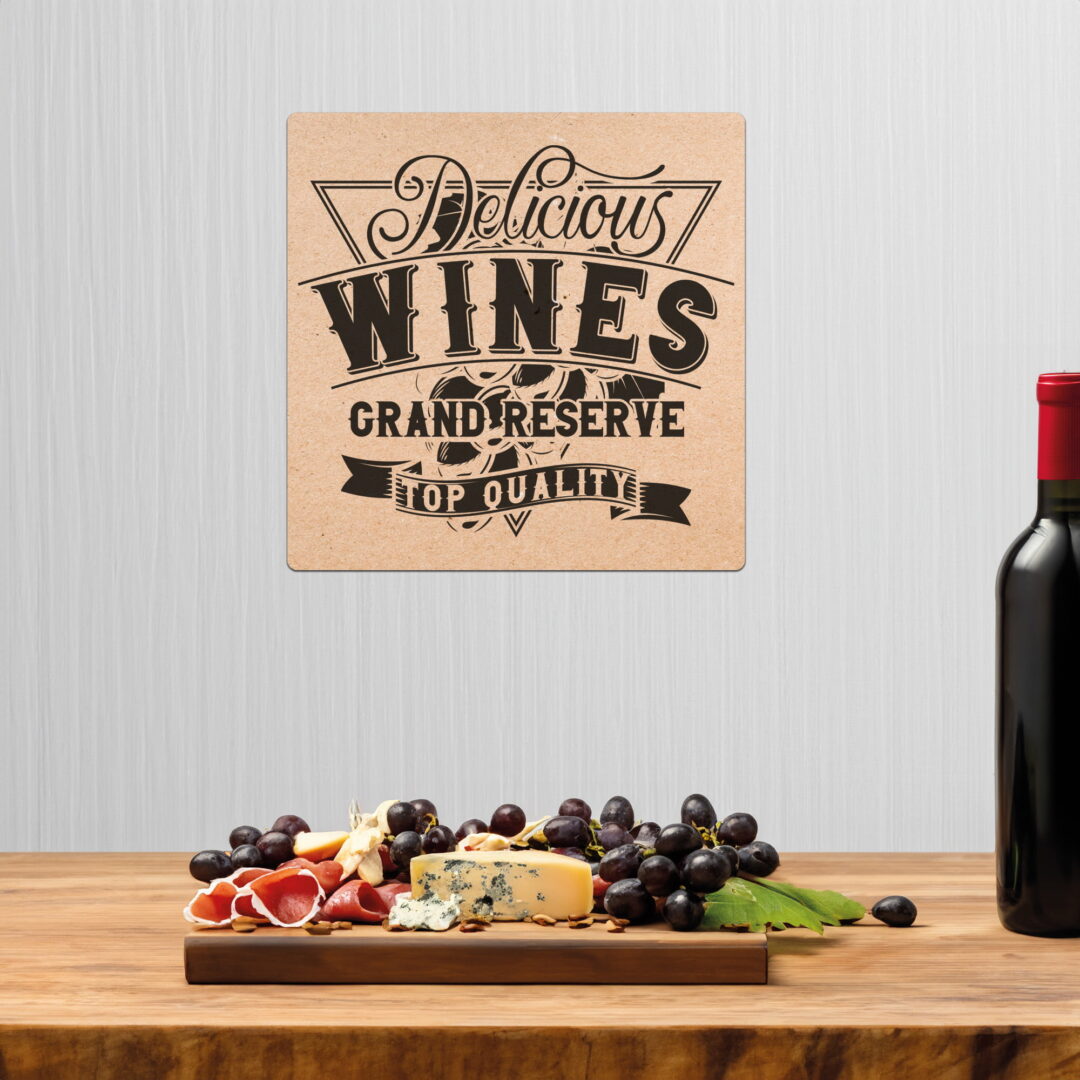 Placa Decorativa em MDF 18x18cm - Delicious Wine