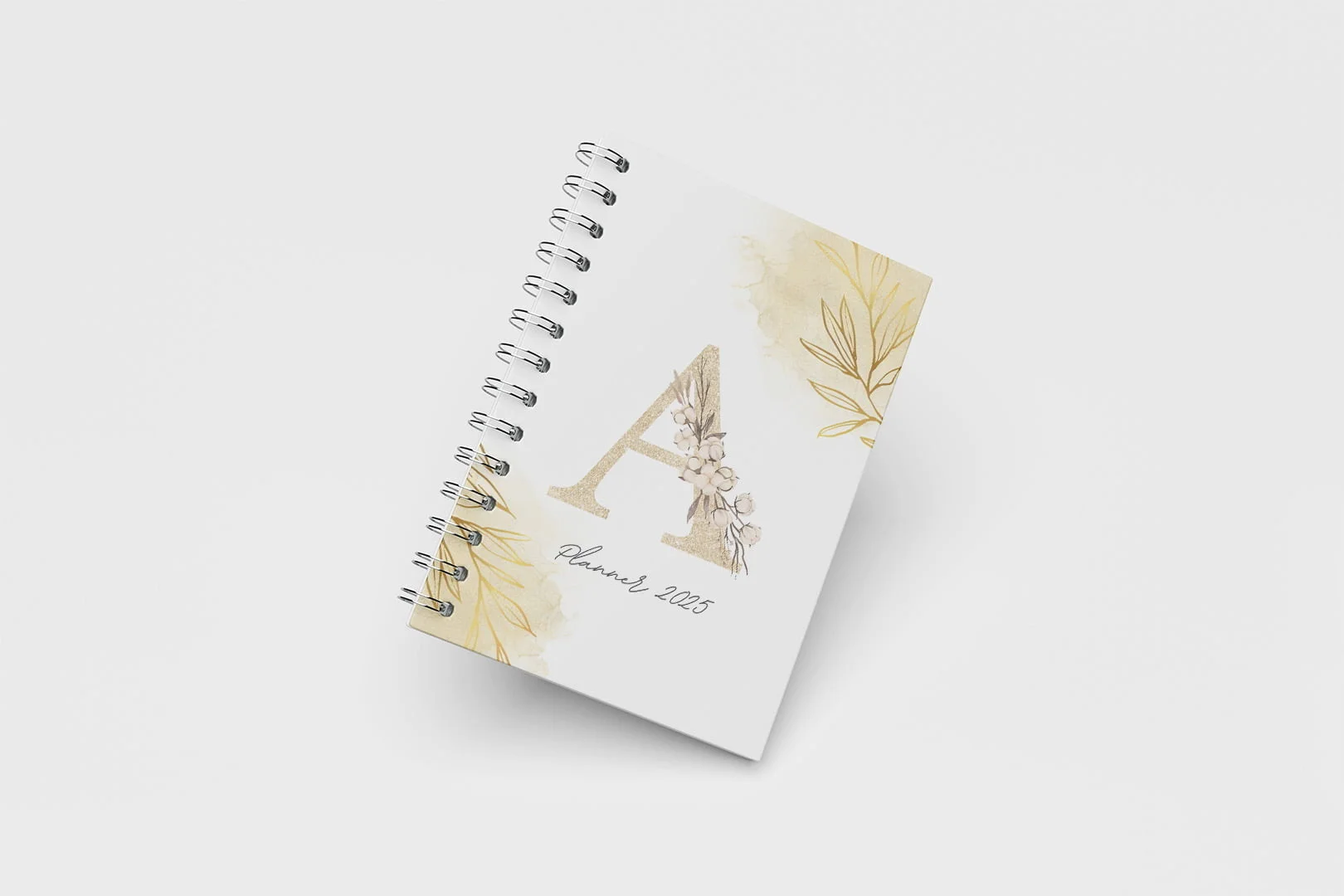 Caderno Grande 18x24cm - Inicial - Floral Amarelo - Seu nome