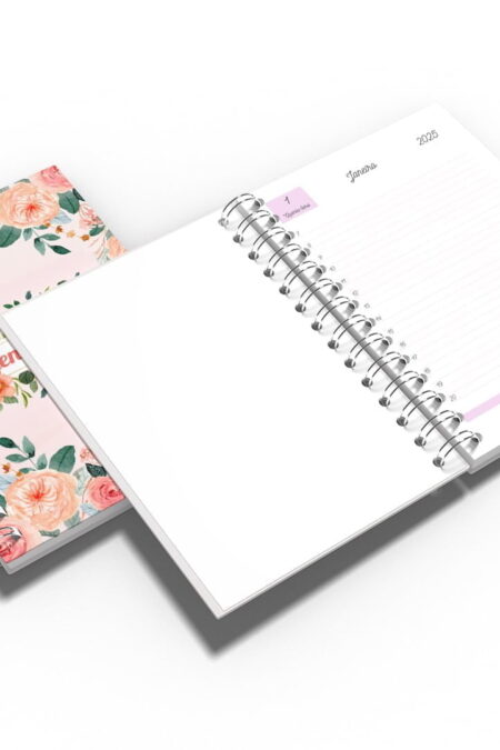 Agenda Capa Dura - A5 - Rosa Floral