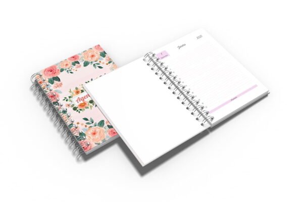 Agenda Capa Dura - A5 - Rosa Floral