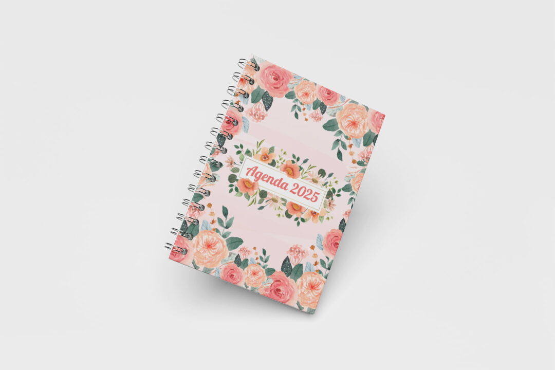 Agenda Capa Dura - A5 - Rosa Floral