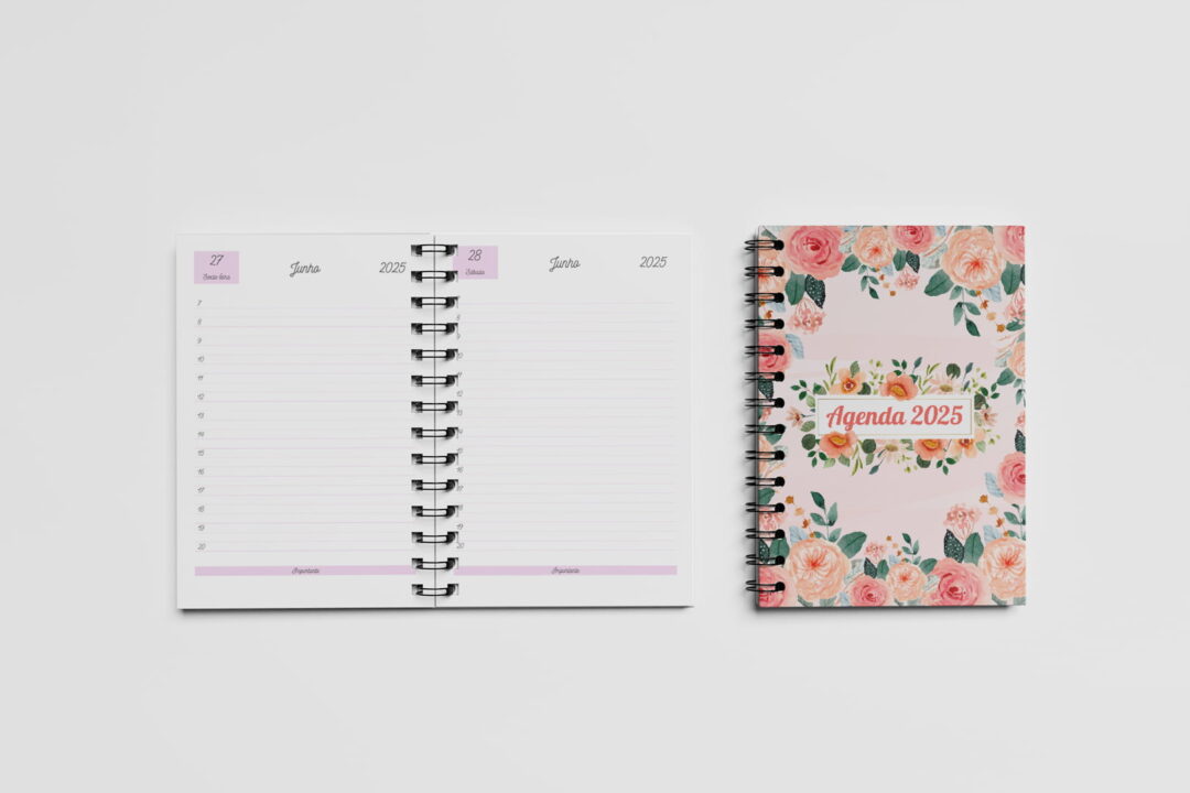 Agenda Capa Dura - A5 - Rosa Floral