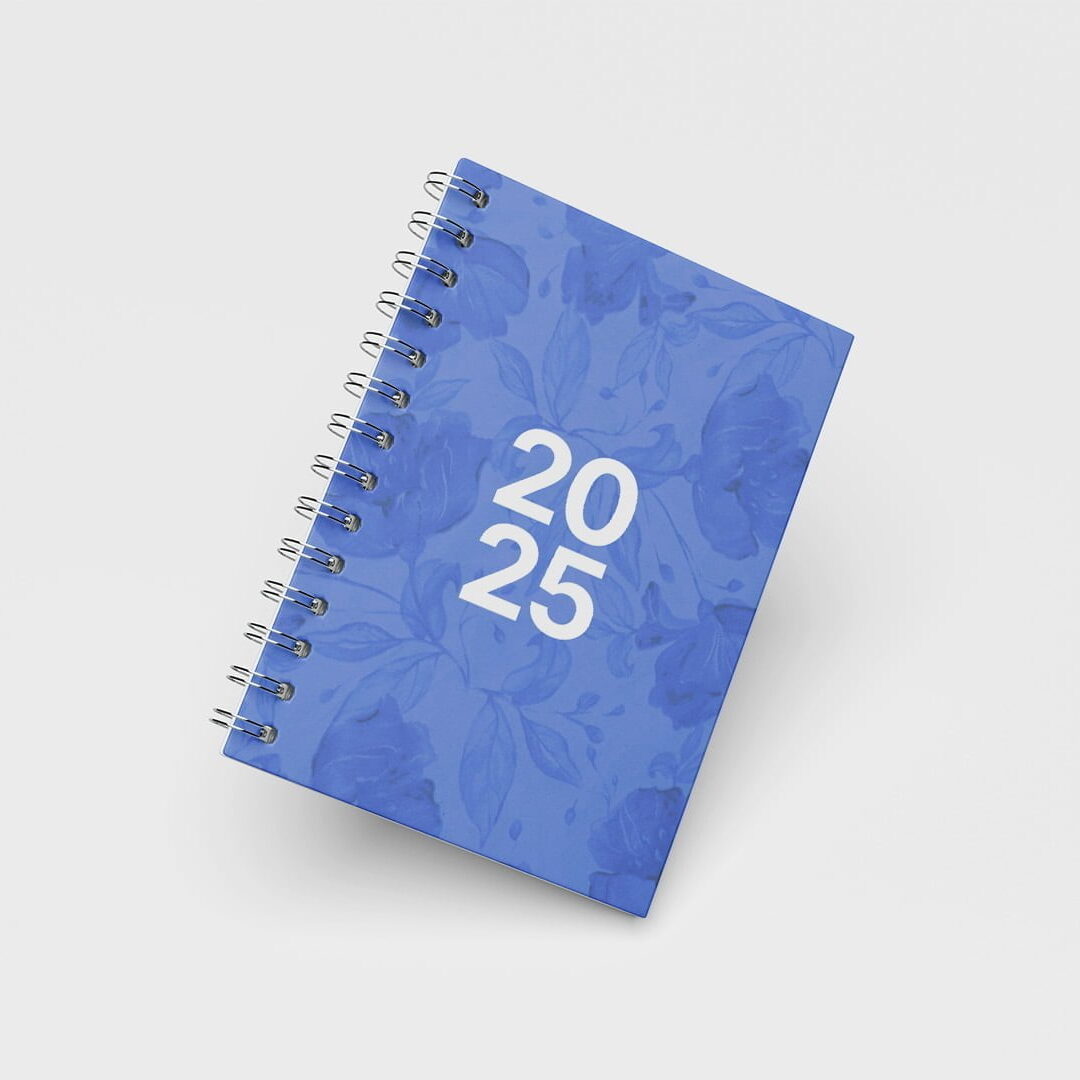 Agenda Capa Dura - A5 - Floral Azul