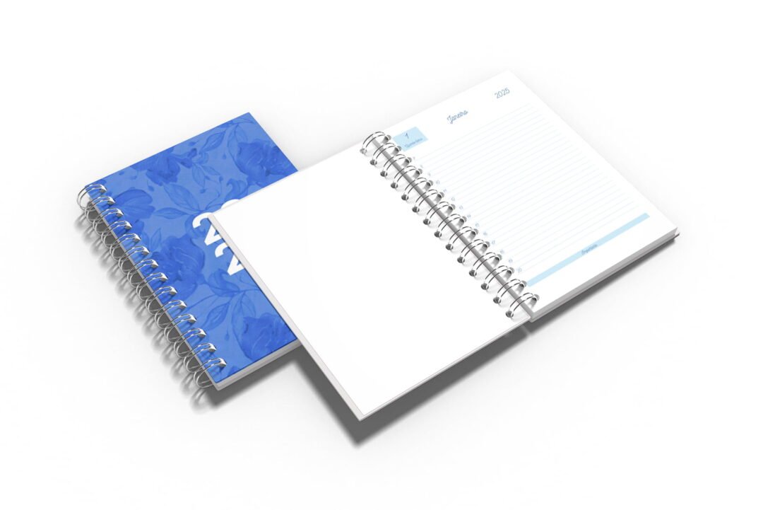 Agenda Capa Dura - A5 - Floral Azul