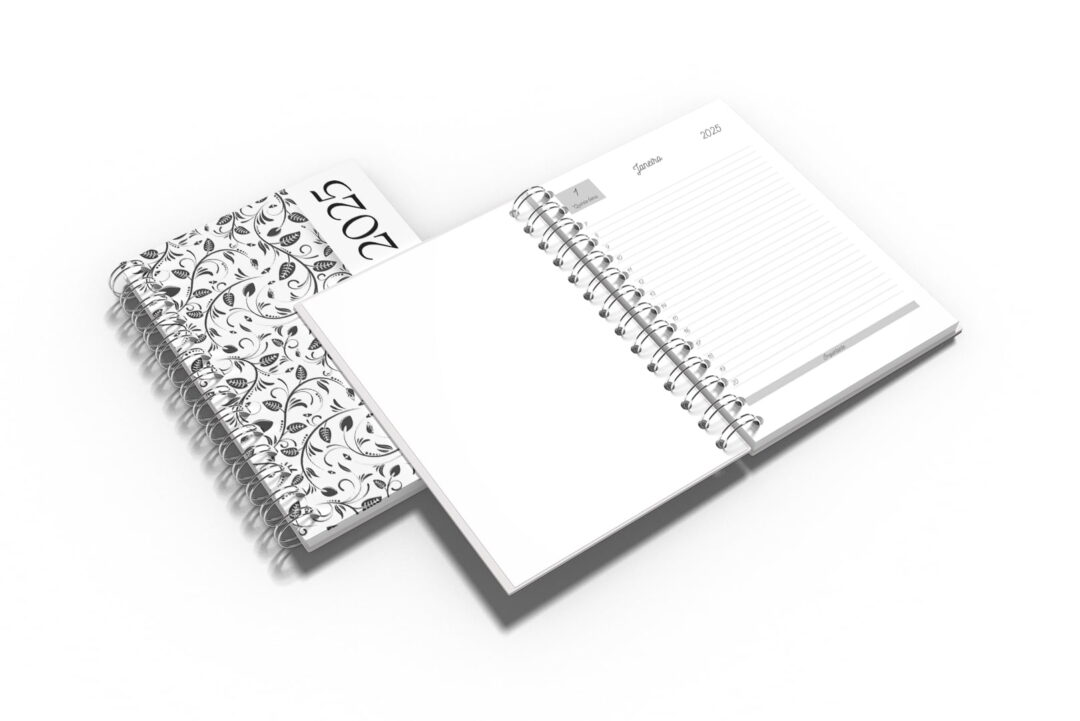 Agenda Capa Dura - A5 - Floral Branca