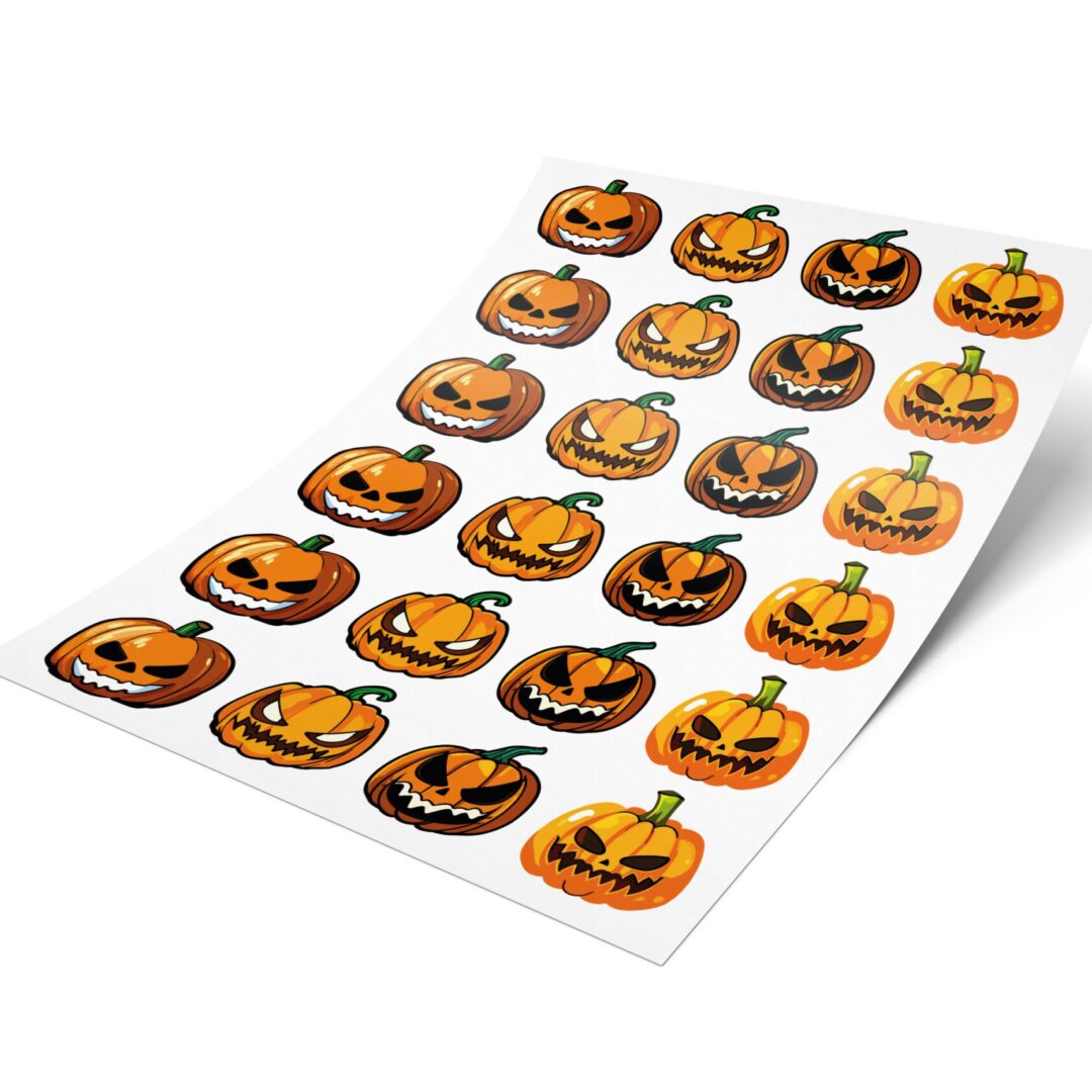 Adesivo 4cm - Halloween - Abóboras - 48 unidades