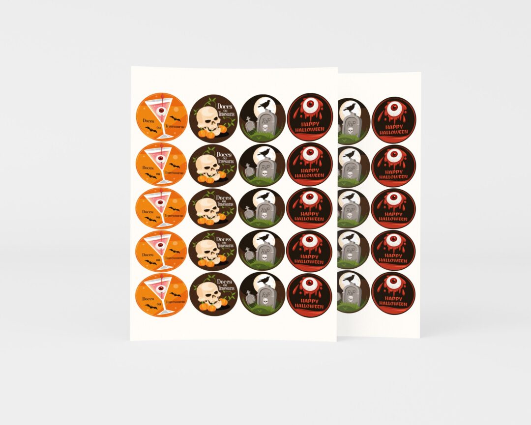Adesivo 4cm - Halloween - Doces ou Travessuras - 40 unidades