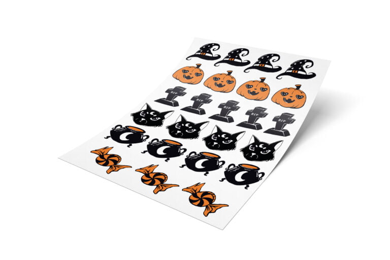 Adesivo 4cm – Halloween – Bruxaria – 48 unidades