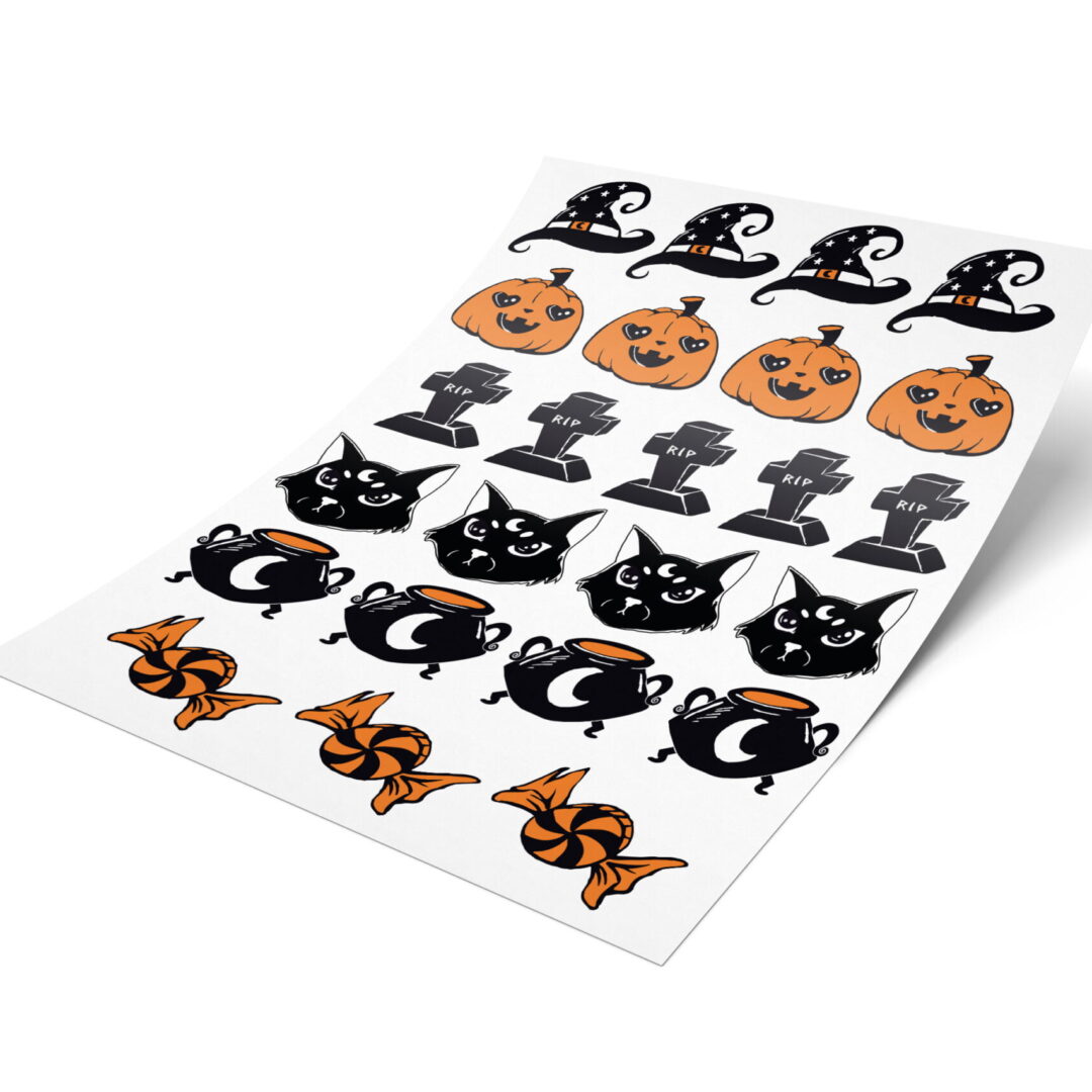 Adesivo 4cm - Halloween - Bruxaria - 48 unidades