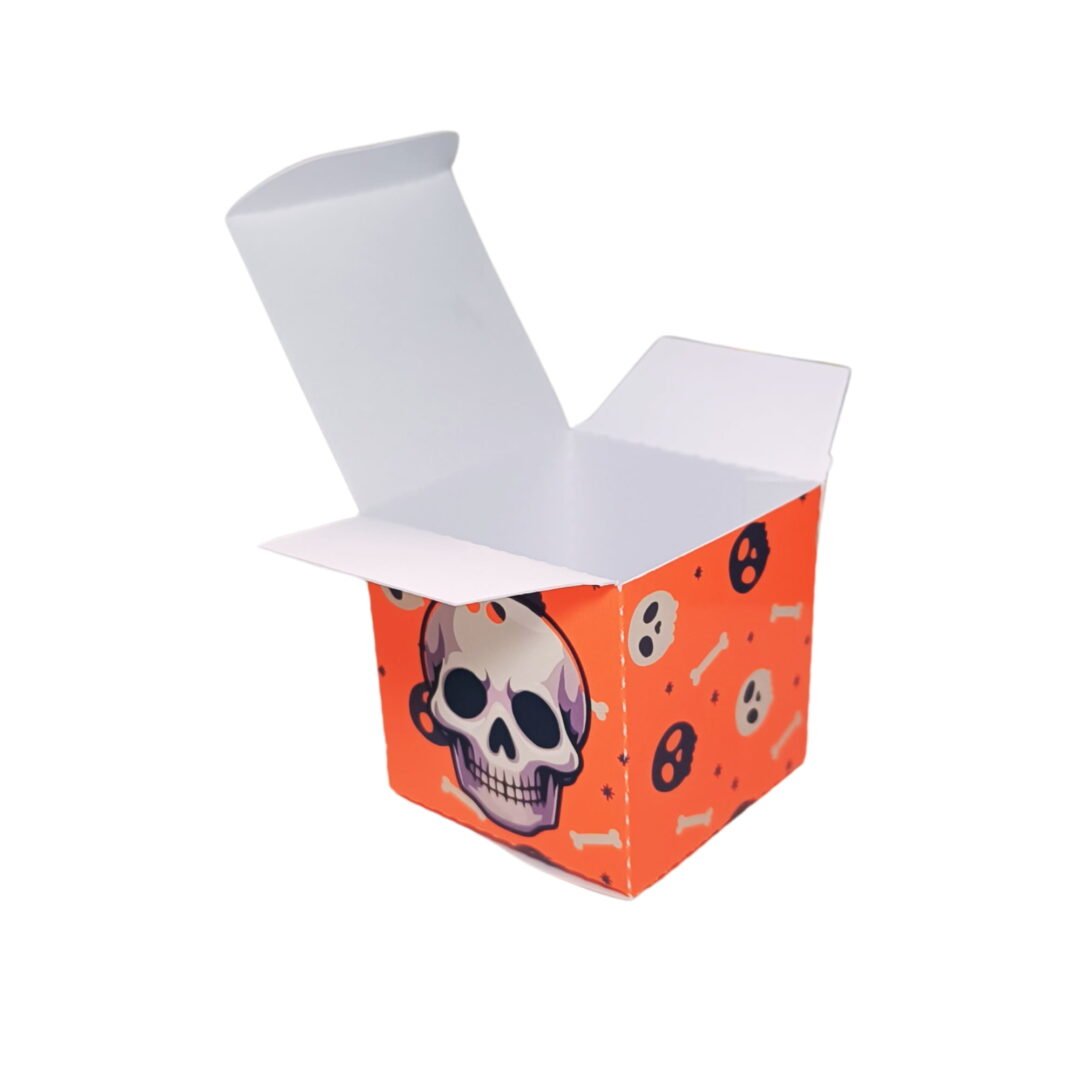 Kit 10 Caixas Quadrada para Doces de Halloween - Esqueleto
