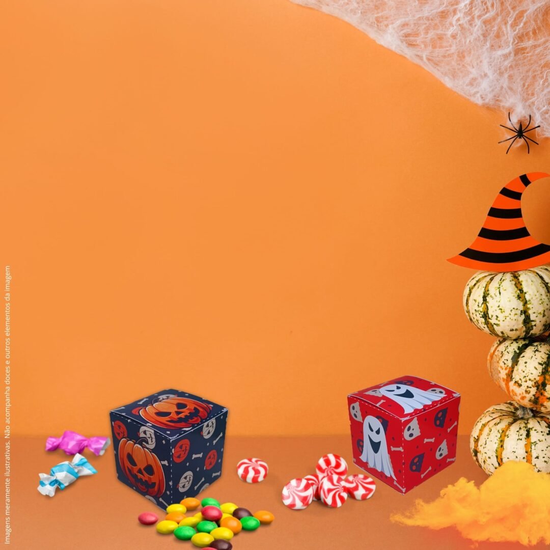 Kit 12 Caixas Quadradas Sortidas para Doces de Halloween