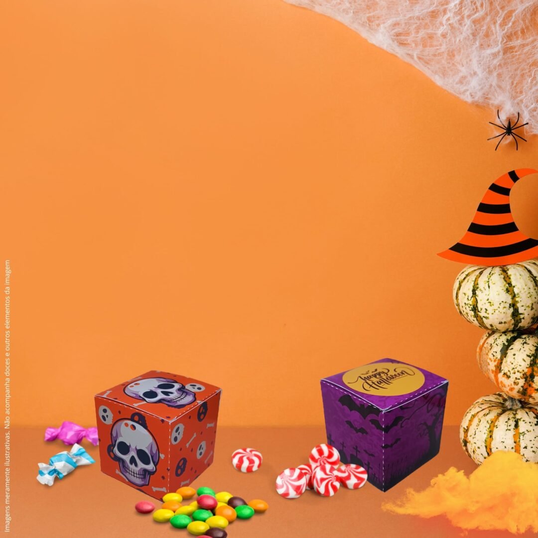 Kit 12 Caixas Quadradas Sortidas para Doces de Halloween