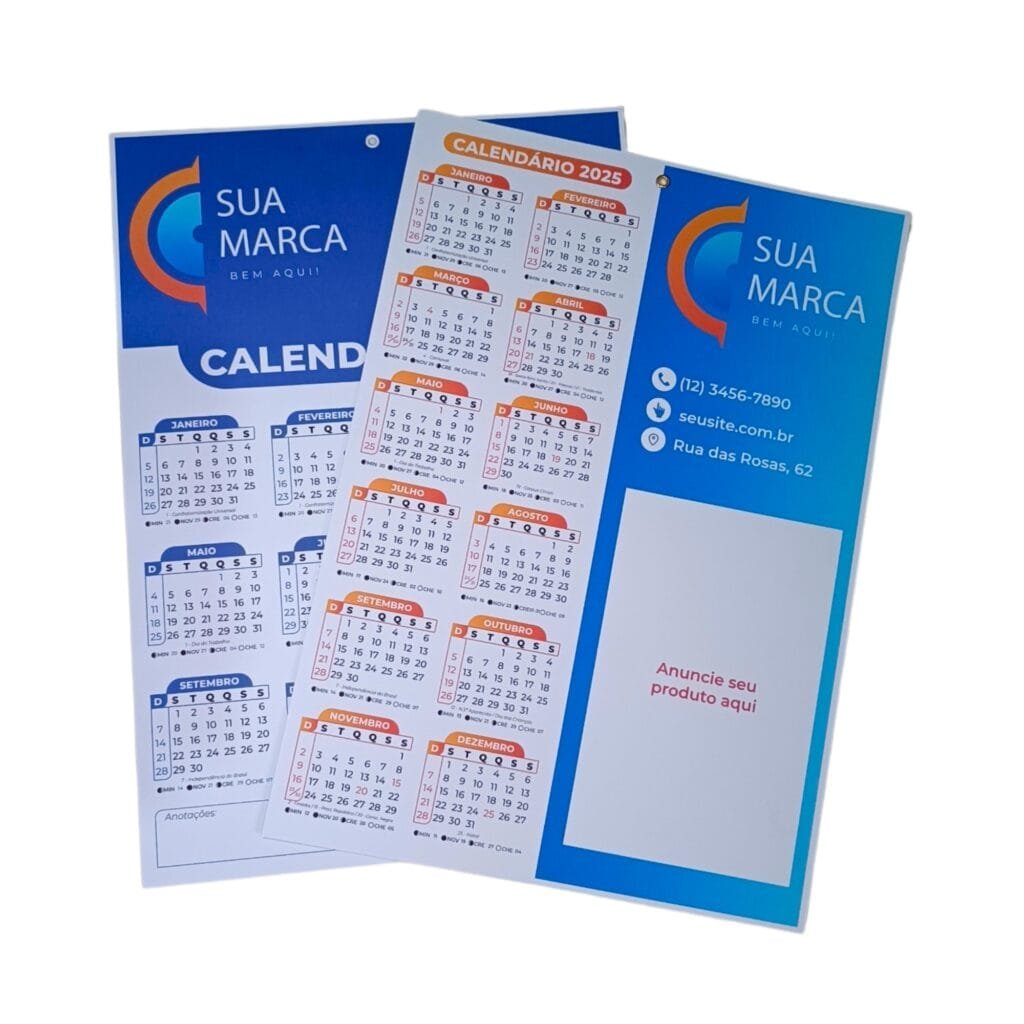 Calendário Parede A3 - Personalize com sua Marca - 10 unidades