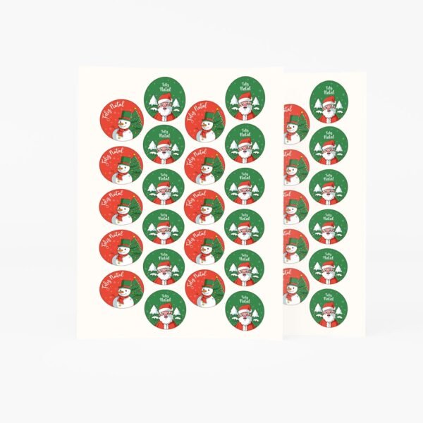 Adesivo 4cm - Natal - Redondo - Noel e Boneco - 44 unidades - Imagem 4