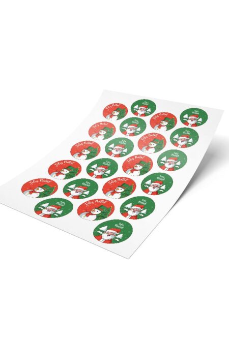 Adesivo 4cm - Natal - Redondo - Noel e Boneco - 44 unidades