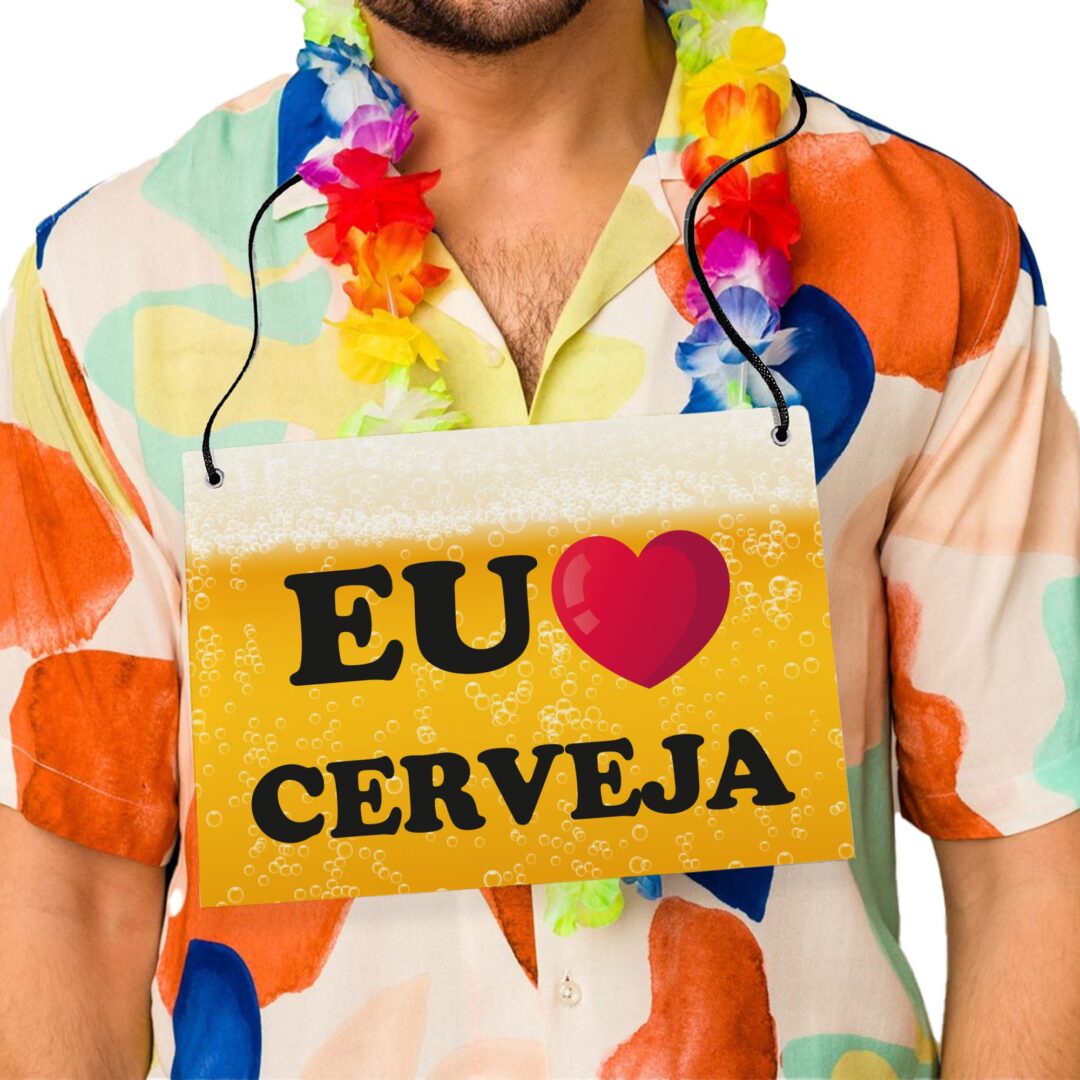 Placa Fantasia de Carnaval - Eu Amo Cerveja