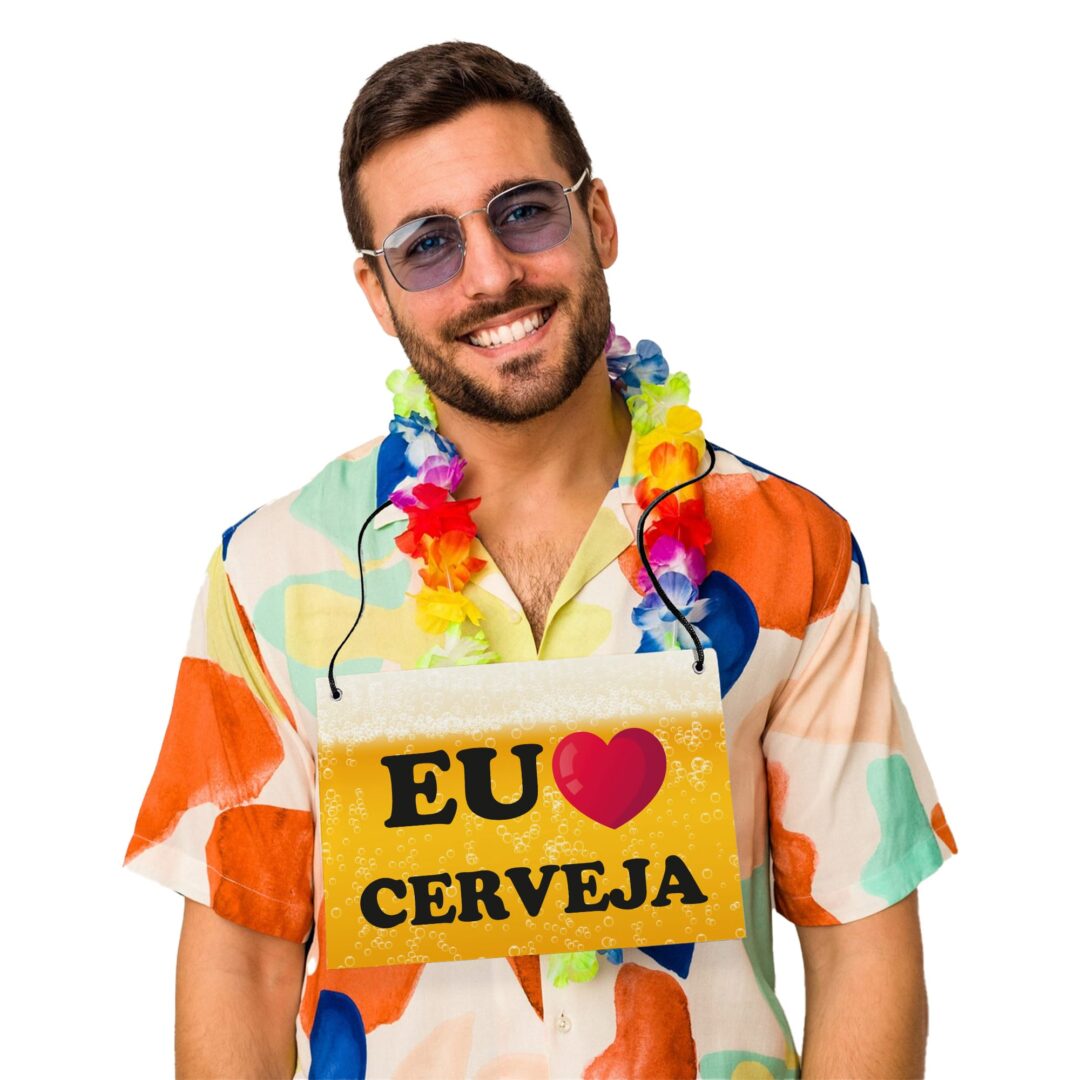 Placa Fantasia de Carnaval - Eu Amo Cerveja