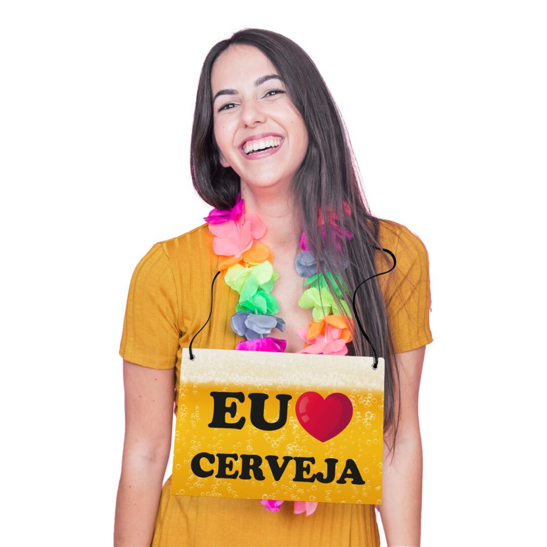 Placa Fantasia de Carnaval - Eu Amo Cerveja