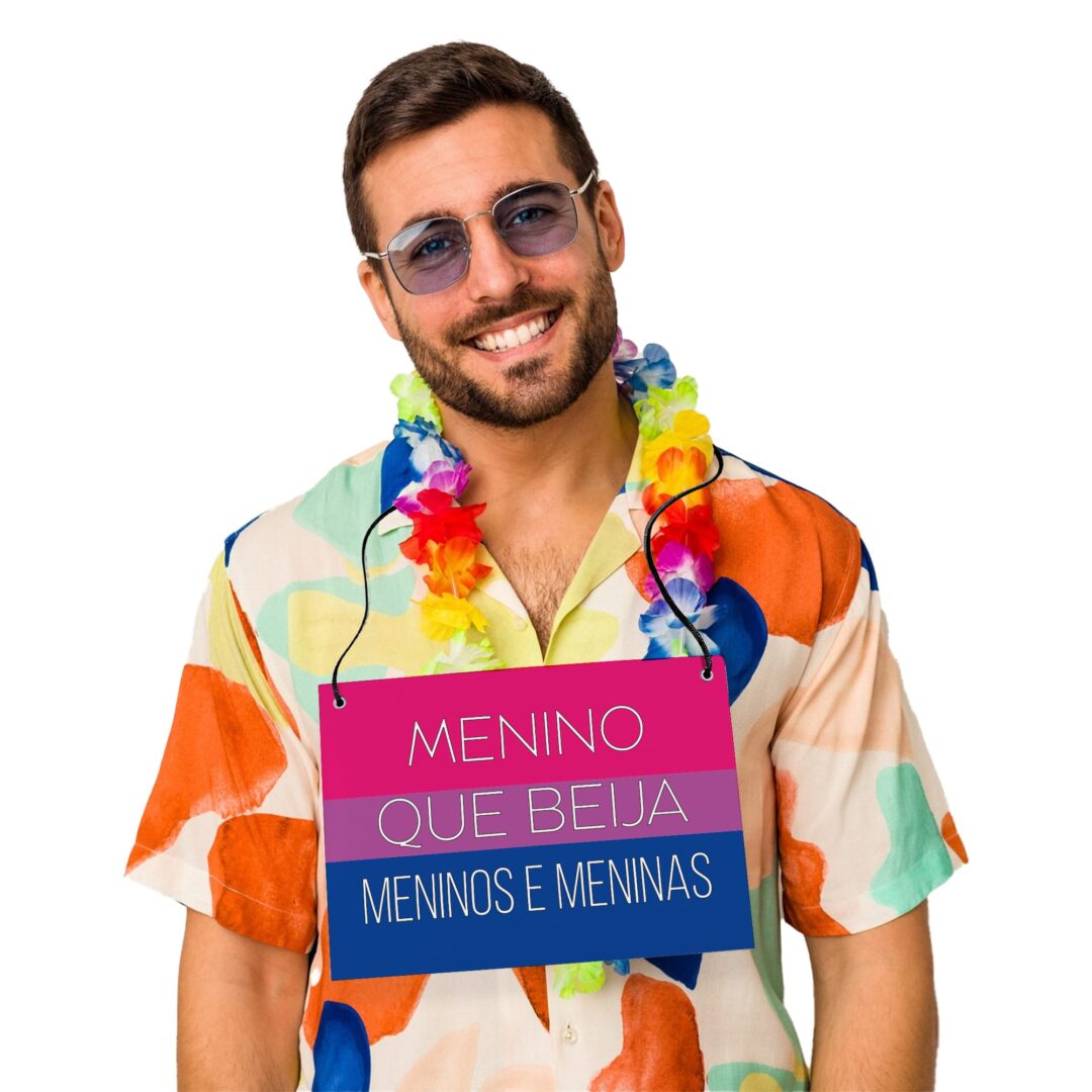 Placa Fantasia de Carnaval - LGBTQ - Menino Beija Meninos e Meninas