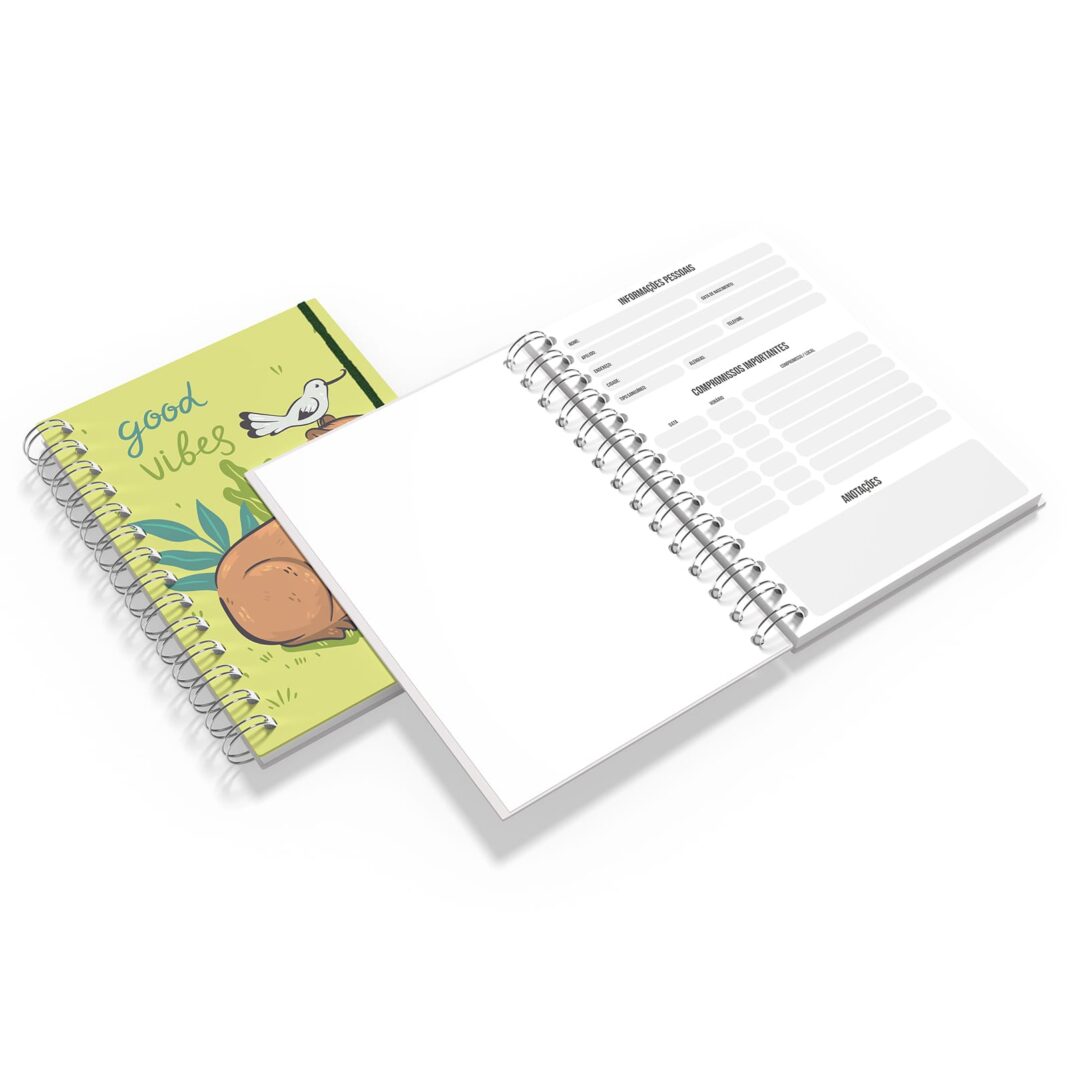 Caderno Grande 19x27 - Capivara - Good Vibes
