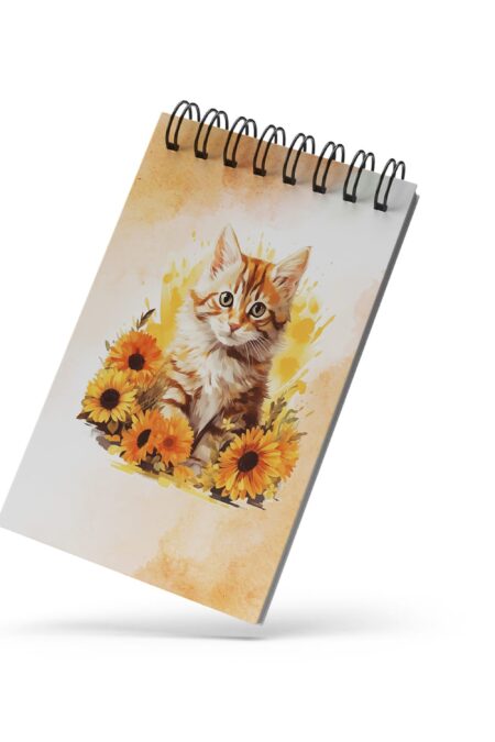 Bloco de Notas 10x15cm - Gatos - Gato Laranja Flores