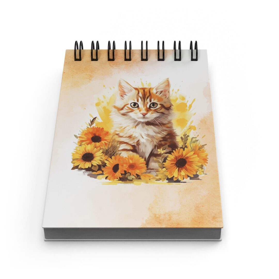 Bloco de Notas 10x15cm - Gatos - Gato Laranja Flores