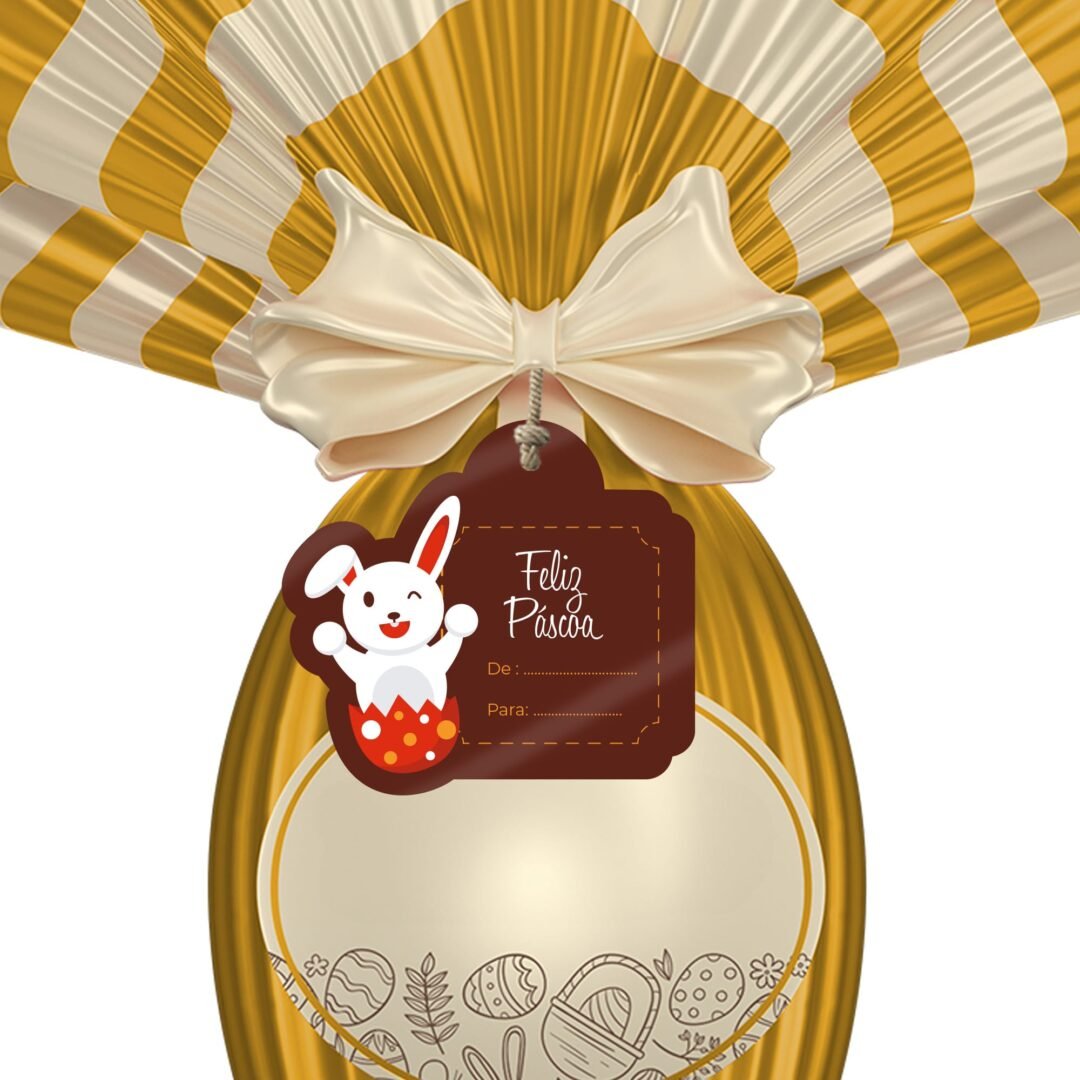 Kit 96 Tags Para Ovos - Feliz Páscoa - Coelhinho no Ovo