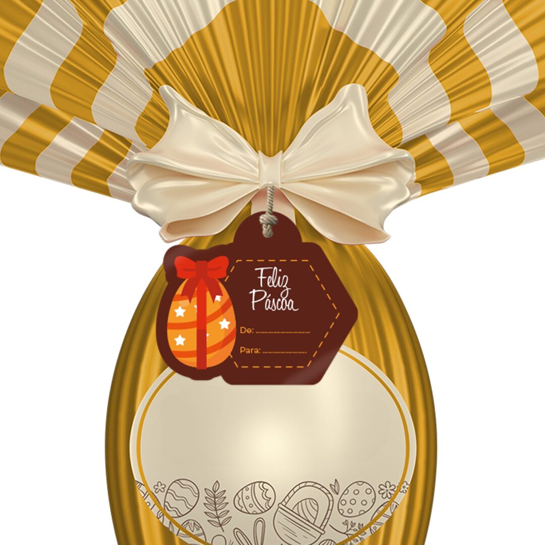Kit 96 Tags Para Ovos - Feliz Páscoa - Ovo com Laço