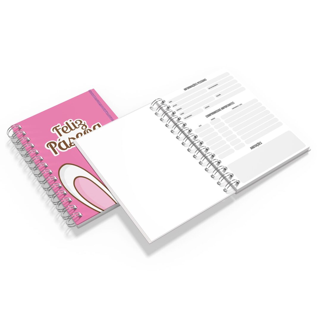 Caderno Grande 19x27 - Páscoa - Orelha do Coelho - Rosa