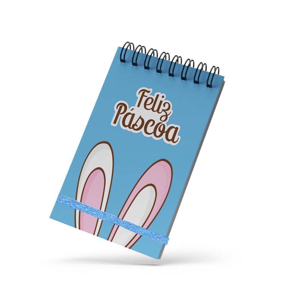 Bloco de Notas 10x15cm - Páscoa - Orelha do Coelho - Azul