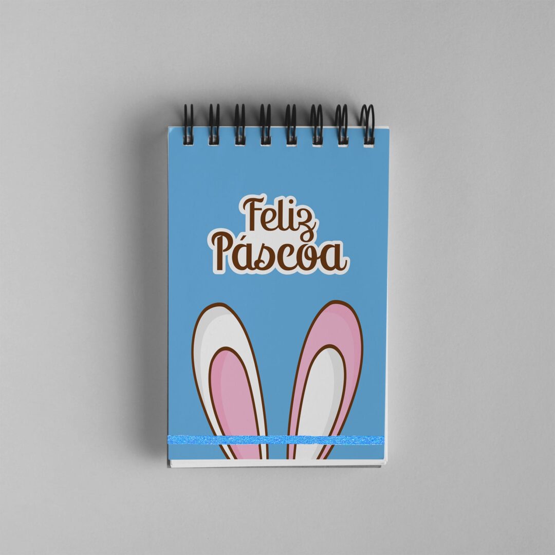Bloco de Notas 10x15cm - Páscoa - Orelha do Coelho - Azul