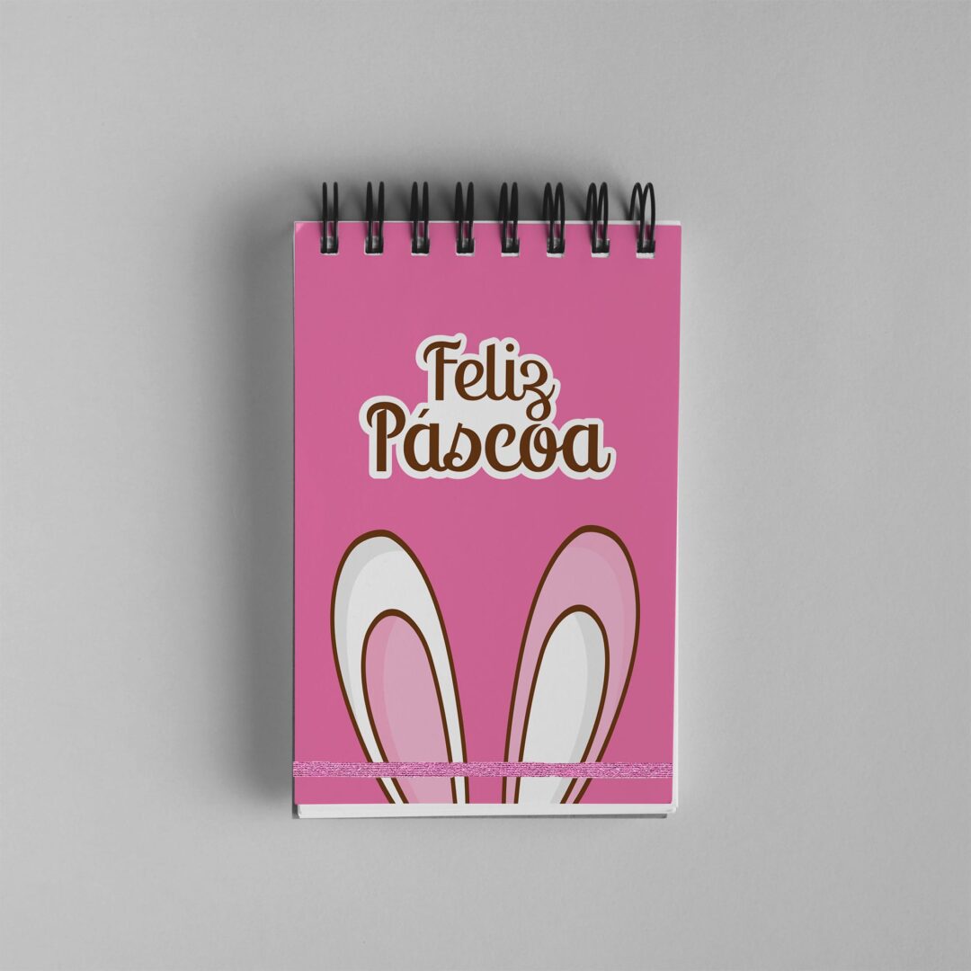 Bloco de Notas 10x15cm - Páscoa - Orelha do Coelho - Rosa