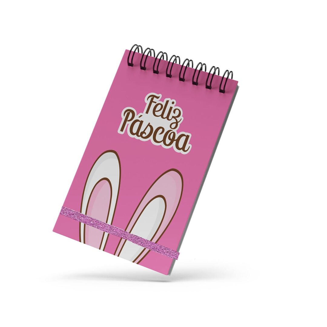 Bloco de Notas 10x15cm - Páscoa - Orelha do Coelho - Rosa