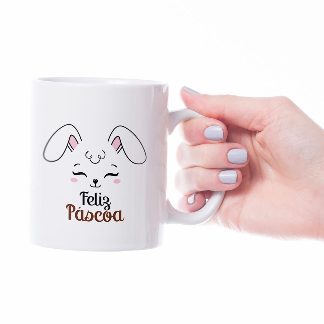 Caneca Cerâmica - Páscoa - Coelhinho Branco