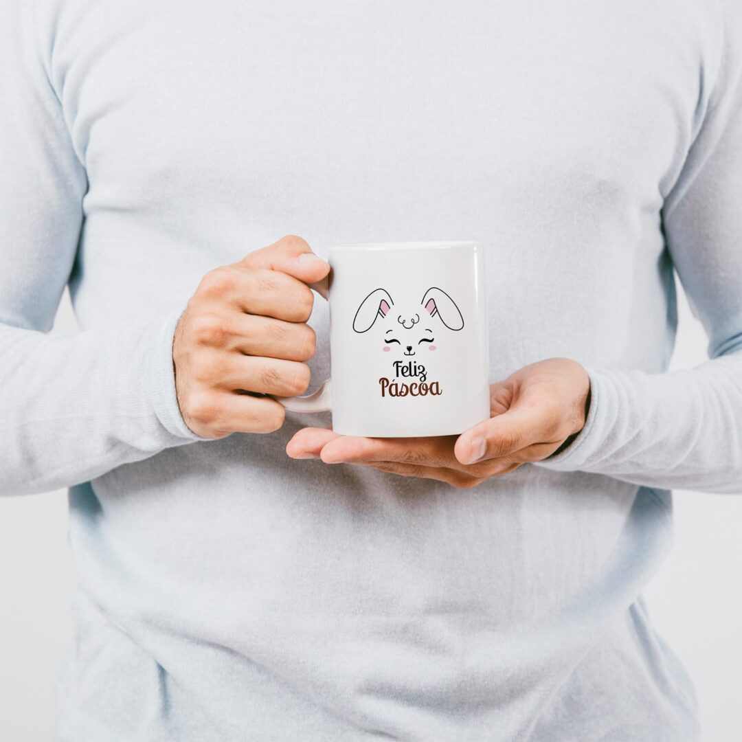 Caneca Cerâmica - Páscoa - Coelhinho Branco