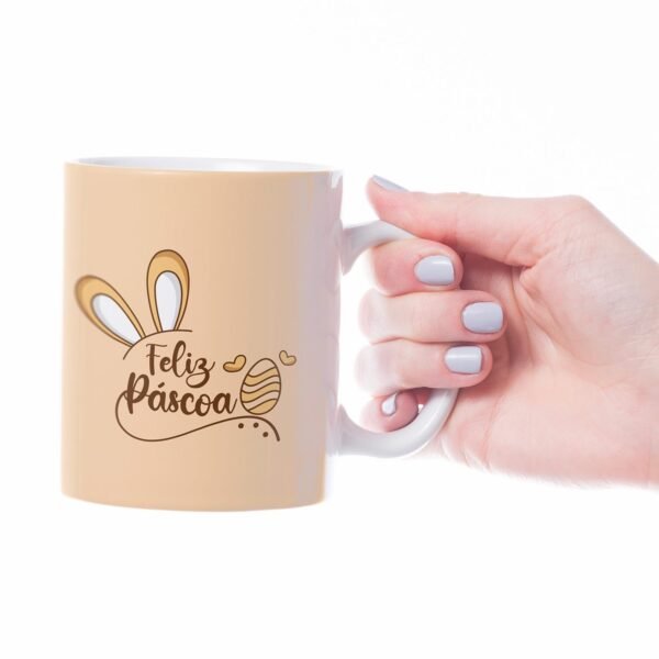 Caneca Cerâmica - Páscoa - Feliz Páscoa - Amarelo - Imagem 3