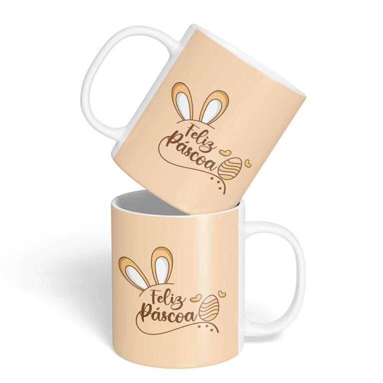 Caneca Cerâmica – Páscoa – Feliz Páscoa – Amarelo