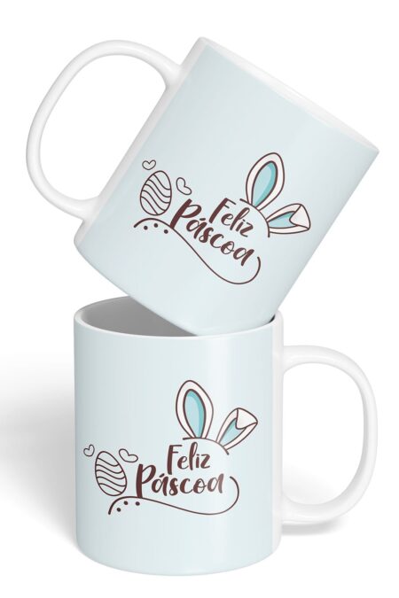 Caneca Cerâmica - Páscoa - Feliz Páscoa - Azul
