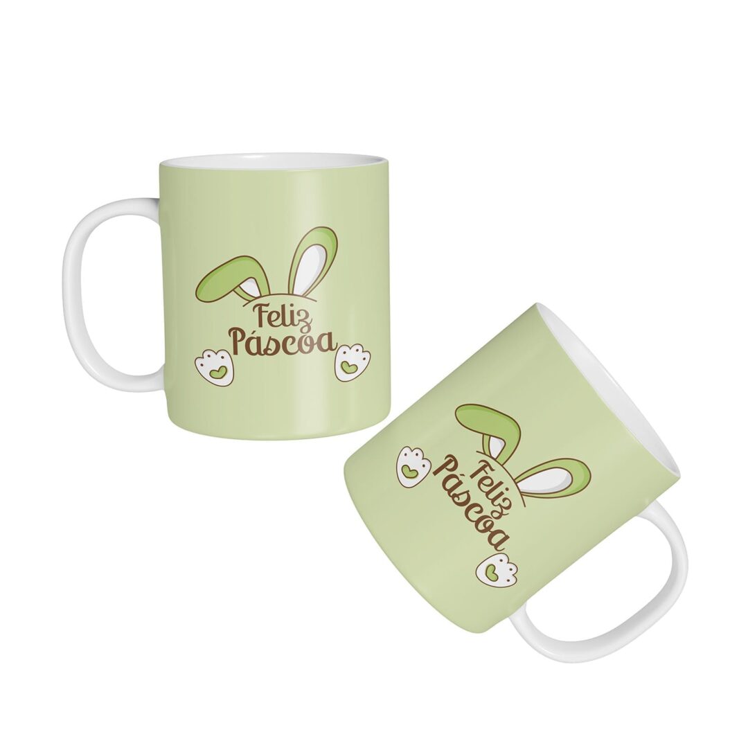 Caneca Cerâmica - Páscoa - Feliz Páscoa - Verde