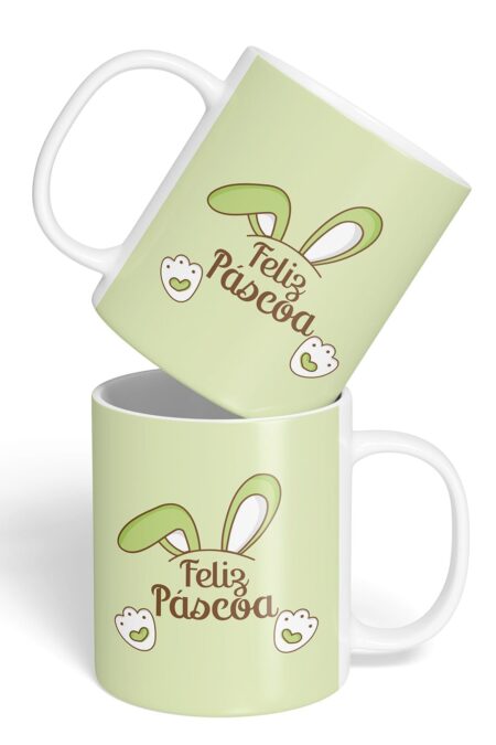 Caneca Cerâmica - Páscoa - Feliz Páscoa - Verde